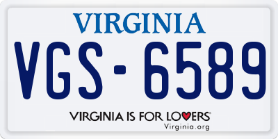 VA license plate VGS6589