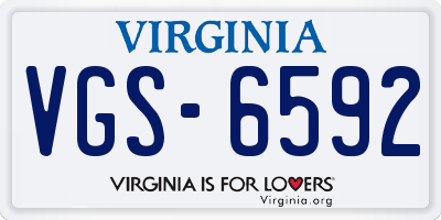 VA license plate VGS6592
