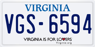 VA license plate VGS6594