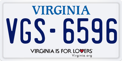 VA license plate VGS6596