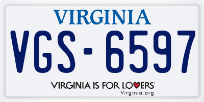 VA license plate VGS6597