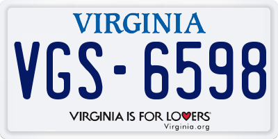 VA license plate VGS6598