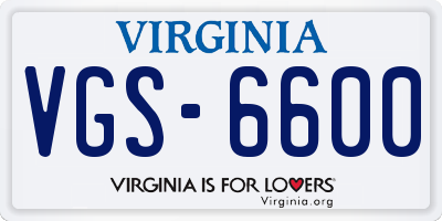 VA license plate VGS6600