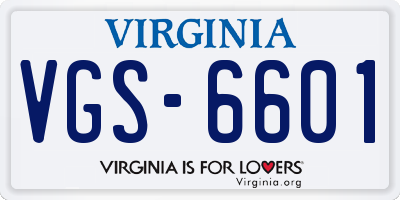 VA license plate VGS6601