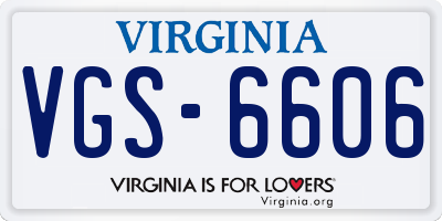 VA license plate VGS6606