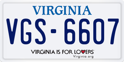 VA license plate VGS6607