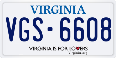 VA license plate VGS6608