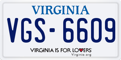 VA license plate VGS6609