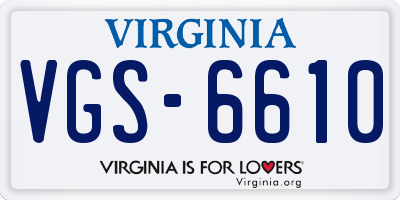 VA license plate VGS6610