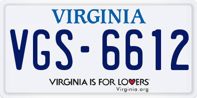VA license plate VGS6612