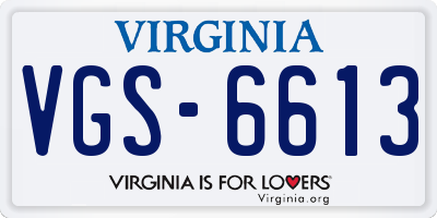 VA license plate VGS6613