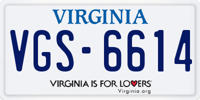 VA license plate VGS6614