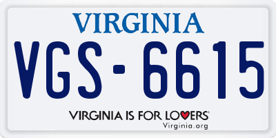VA license plate VGS6615