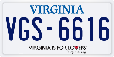 VA license plate VGS6616