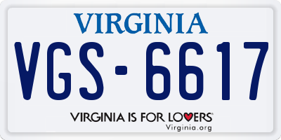 VA license plate VGS6617