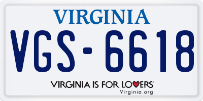 VA license plate VGS6618