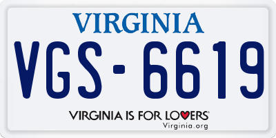 VA license plate VGS6619