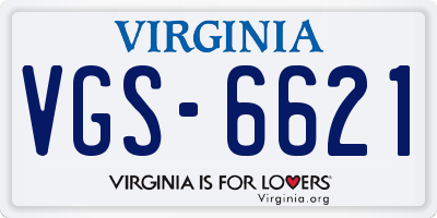 VA license plate VGS6621