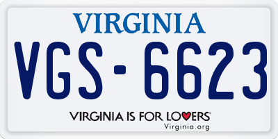 VA license plate VGS6623