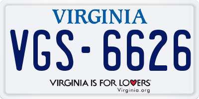 VA license plate VGS6626
