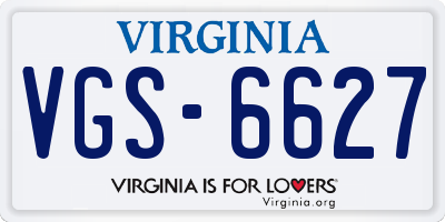 VA license plate VGS6627