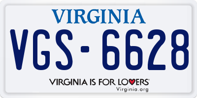 VA license plate VGS6628
