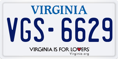 VA license plate VGS6629