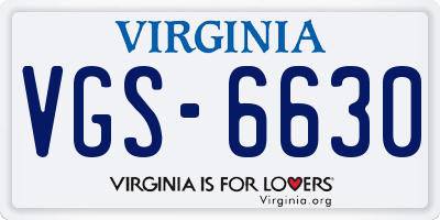 VA license plate VGS6630