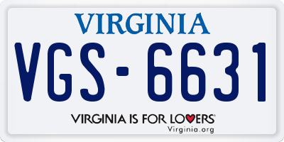 VA license plate VGS6631