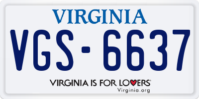 VA license plate VGS6637