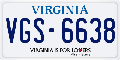 VA license plate VGS6638