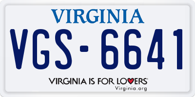 VA license plate VGS6641
