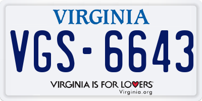 VA license plate VGS6643