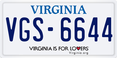 VA license plate VGS6644