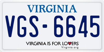 VA license plate VGS6645