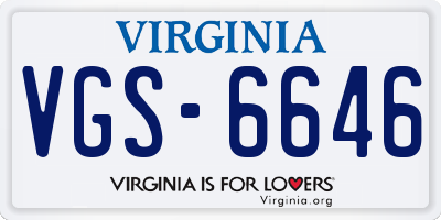 VA license plate VGS6646