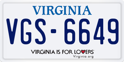 VA license plate VGS6649