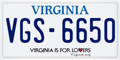 VA license plate VGS6650
