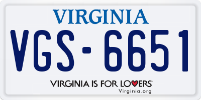 VA license plate VGS6651