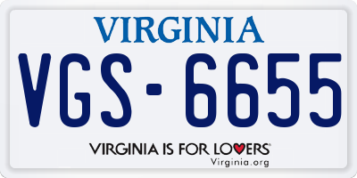 VA license plate VGS6655