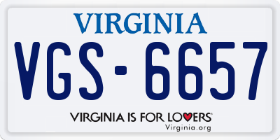 VA license plate VGS6657