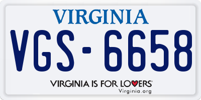 VA license plate VGS6658