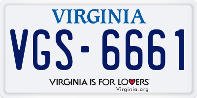 VA license plate VGS6661
