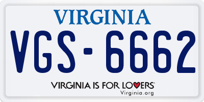 VA license plate VGS6662