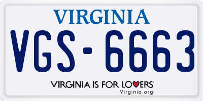 VA license plate VGS6663
