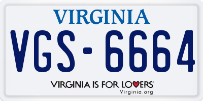 VA license plate VGS6664