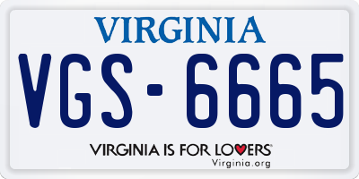 VA license plate VGS6665