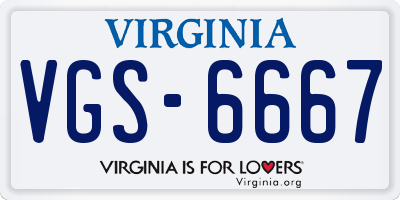 VA license plate VGS6667