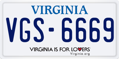 VA license plate VGS6669