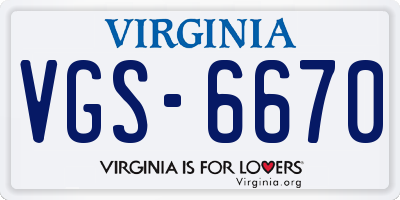 VA license plate VGS6670